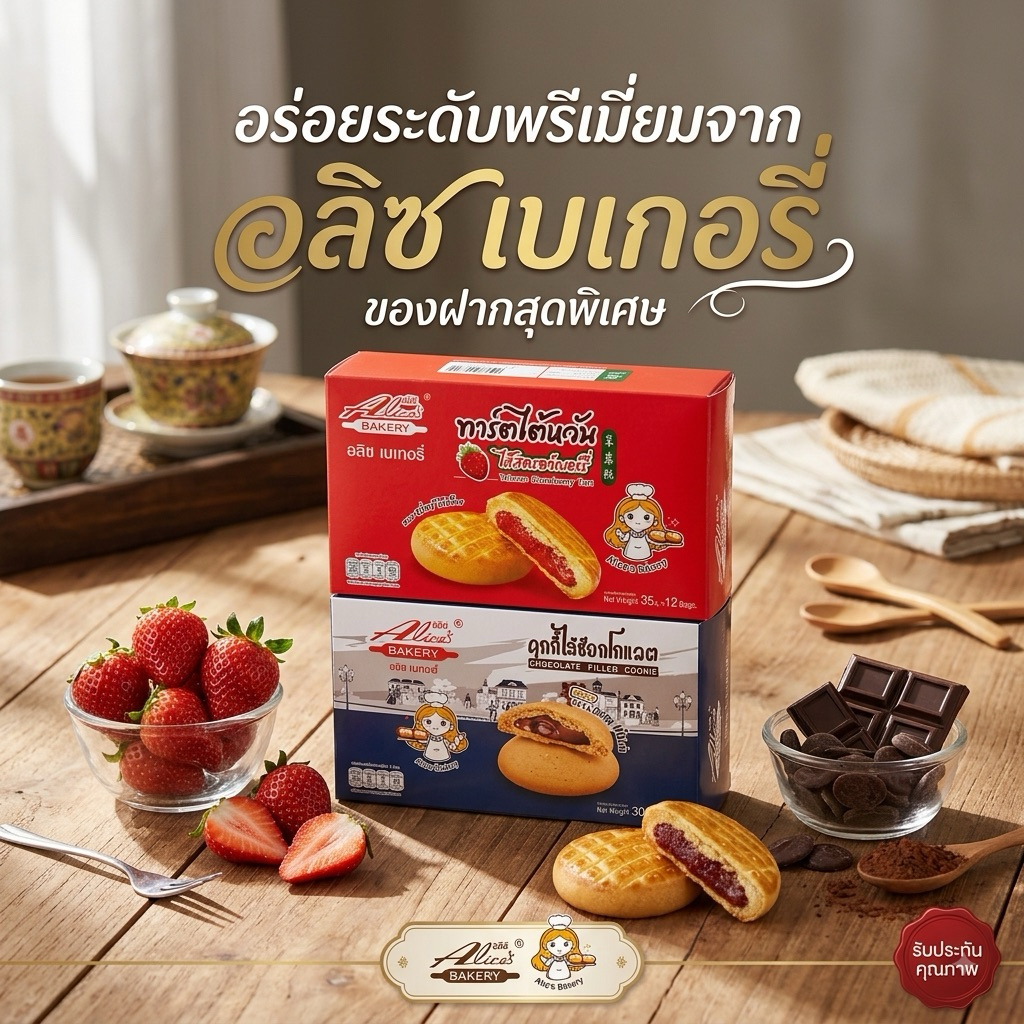 ทาน์ตไต้หวัน ไส้สตอรเบอรรี่ และคุกกี้ไส้ชอคโกแลต