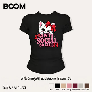 COD เสื้อสาวอวบ เสื้อครอปท็อป แขนสั้น babytee สไตล์เกาหลี y2k T-shirt ลายแมวน่ารักสีชมพูสไตล์หวาน