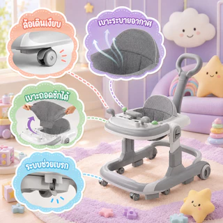 Tinykoala👶🏻ดนตรี+ที่นั่งปรับได้👶🏻รถหัดเดินเด็ก3in1รถเด็กหัดเดินbaby walkerรถหัดเดินหน้าแมว รถฝึกเดินสำหรับเด็ก