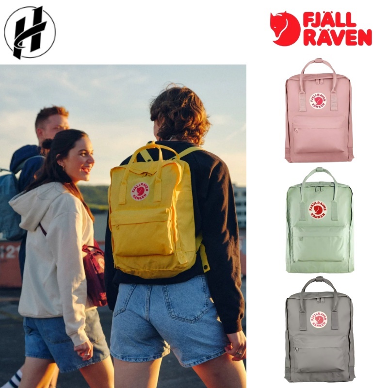 🛒hopeful丨Fjӓllrӓven Kånken Classic Backpack MINI 7L/16L/20L Black/Slate Blue - 30 Color
