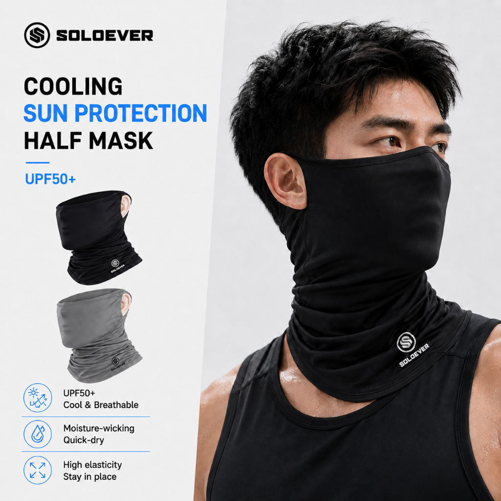 【TH Delivery】SOLOEVER Half Face Mask หน้ากากกันแดดครึ่งหน้าและคลุมคอUPF50+ ผ้าเย็น ระบายอากาศ แห้งไว