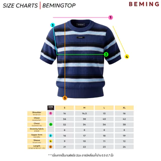Bemingtop1219(S-XL)-Stripe Knit Tee - เสื้อไหมพรมแขนสั้นลายทาง ดีไซน์คลาสสิก