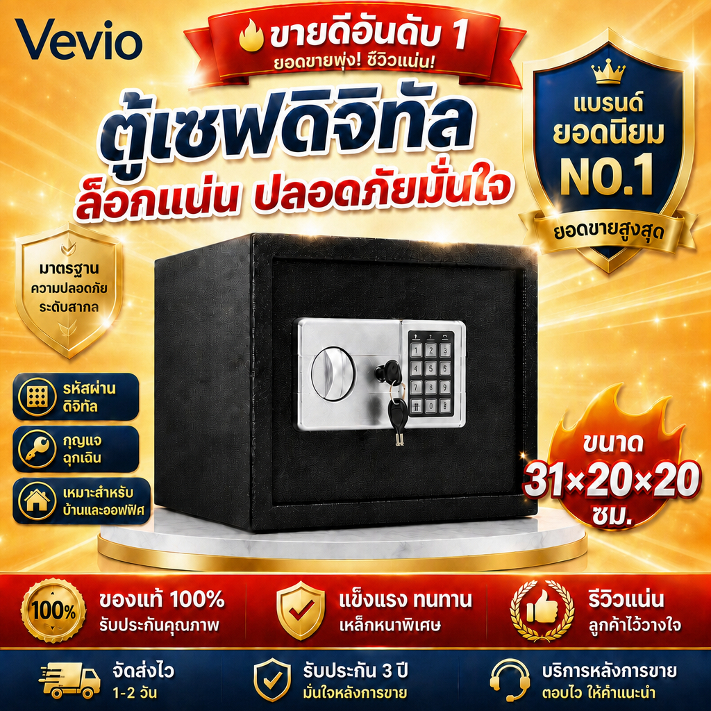 ตู้เซฟ Safe Box ตู้เซฟขนาดเล็ก ตู้นิรภัยดิจิตอล ใส่รหัสผ่านพร้อมกุญแจ 17E 20E 25E เก็บเงิน เอกสาร ของมีค่า