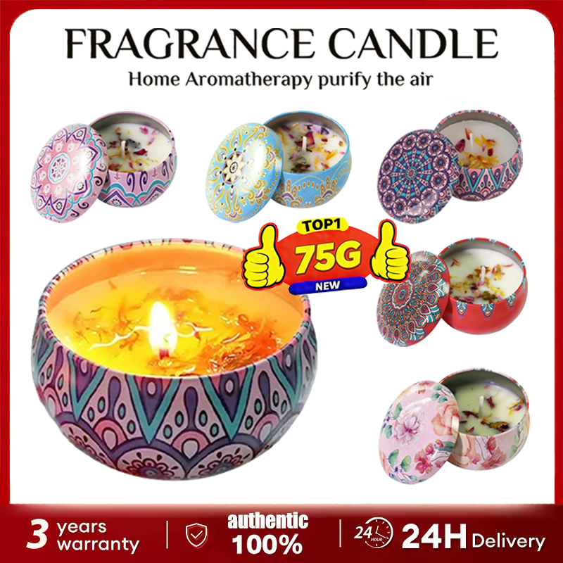 ทียน เทียนหอม 70g เทียนหอมปรับอากาศ ตกแต่งห้อง เทียนดอกไม้
