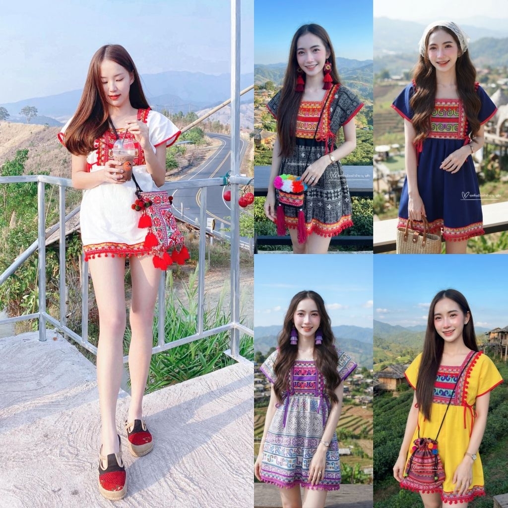 ชุดดอย เดรสสั้นน่ารักๆ /มีสินค้าพร้อมส่ง/มีบริการเก็บปลายทาง