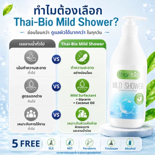 Thai-Bio เจลอาบน้ำ ครีมอาบน้ำ สบู่เหลว สูตรอ่อนโยน สำหรับผิวแห้ง ผิวบอบบาง ผิวแพ้ง่าย ไม่มีน้ำหอม ขนาด 500 ml 1 ขวด