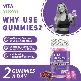 VITA Magnesium VitaminB Gummies แมกนีเซียม กัมมี่ วิตามินบีรวม อาหารเสริม บำรุง กระดูก ลดเมื่อยกล้ามเนื้อ 60Pcs