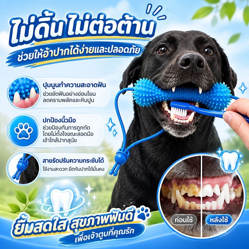 ของเล่นแปรงฟันสำหรับสุนัข ของเล่นเคี้ยวสุนัข ยางรูปกระดูก ช่