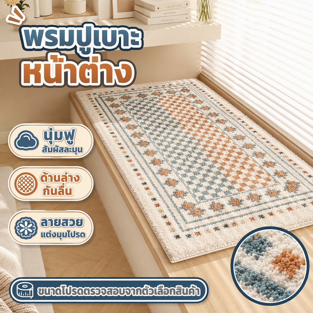 พรมห้องนอน ยาว 40x120cm พรมขนนุ่ม กันลื่น ขนนุ่มพิเศษ ตกแต่งบ้าน พรมเช็ดเท้า ซับน้ำ แต่งห้อง Carpets
