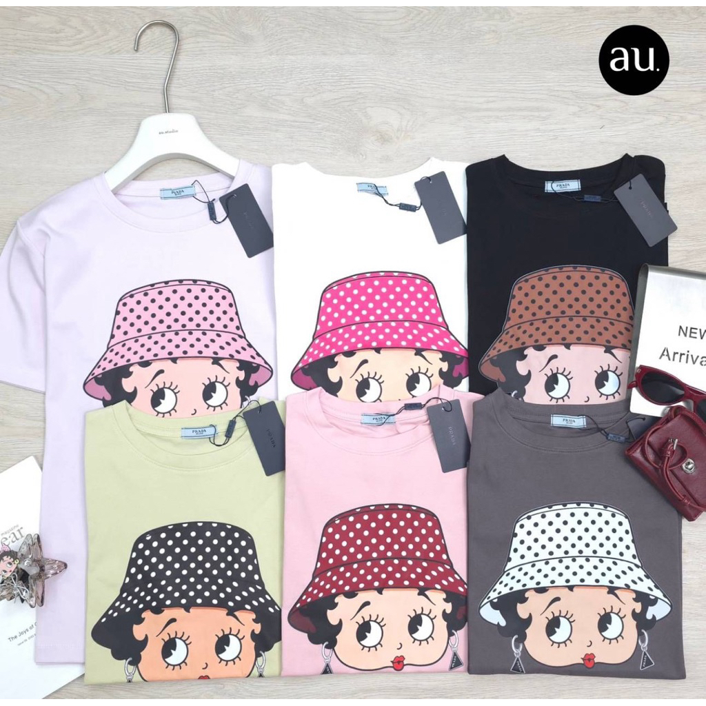 เสื้อยืดแฟชั่นลายน้องสาวหมวกจุดสุดน่ารัก 💕