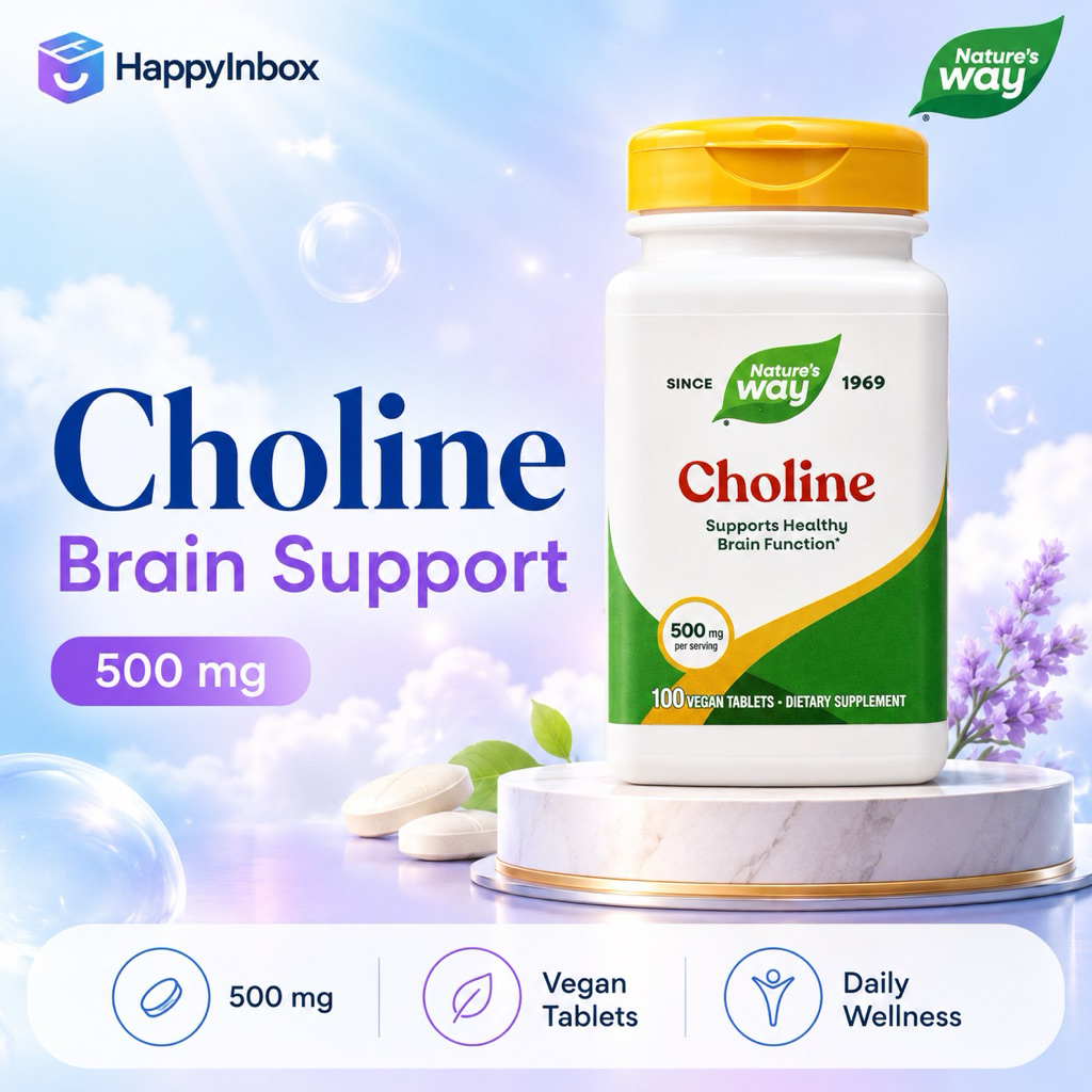 Nature’s Way Choline 500mg เสริมการทำงานสมองและระบบประสาท 100 แคปซูล