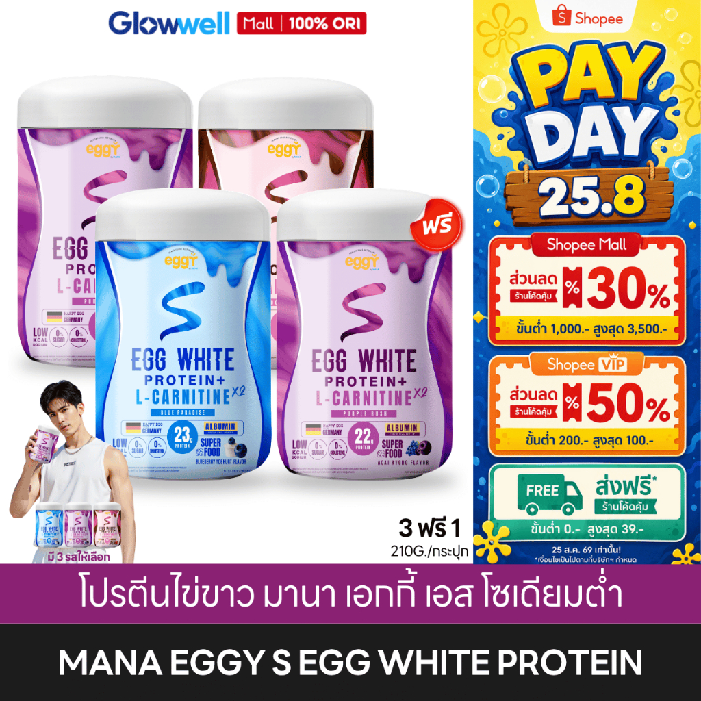 ⭐️3ฟรี1 ส่งด่วน⭐️ MANA EGGY S Egg White Protein มานา โปรตีนไข่ขาว โปรตีนสนยุกต์ ดื่มง่าย ไม่คาว