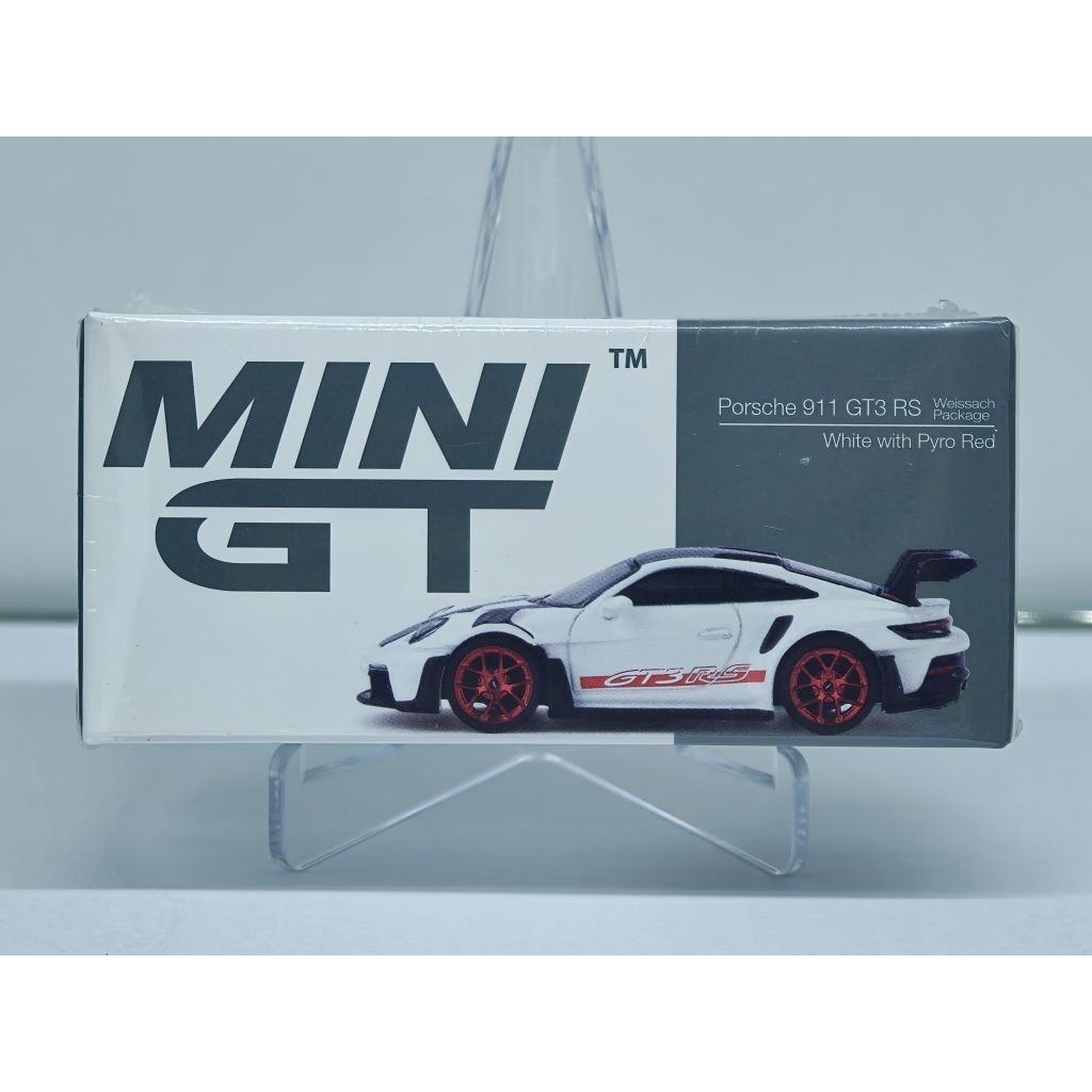 Mini GT No706 Porsche 911 GT3 RS White with Pyro Red Box New