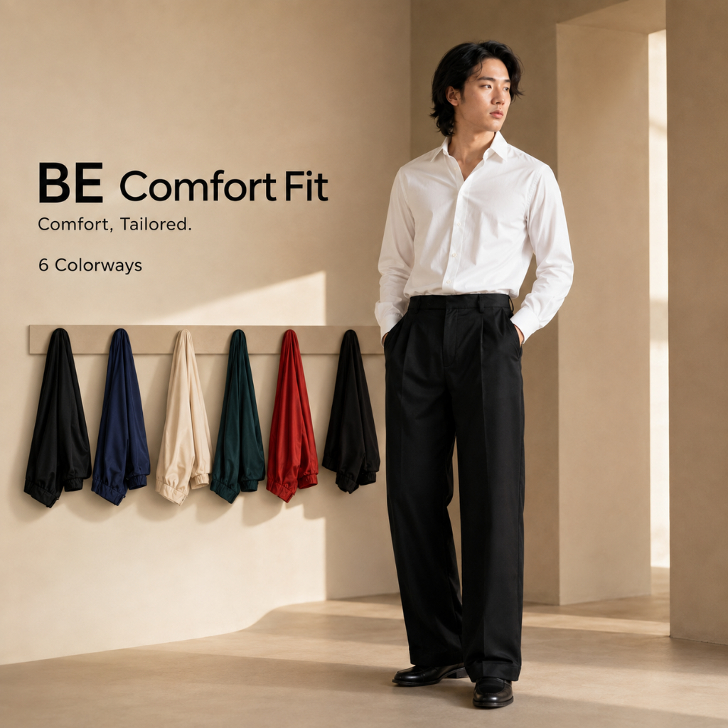 กางเกงขายาว ผู้ชายเอวสูง Luxury  BE Comfort Fit