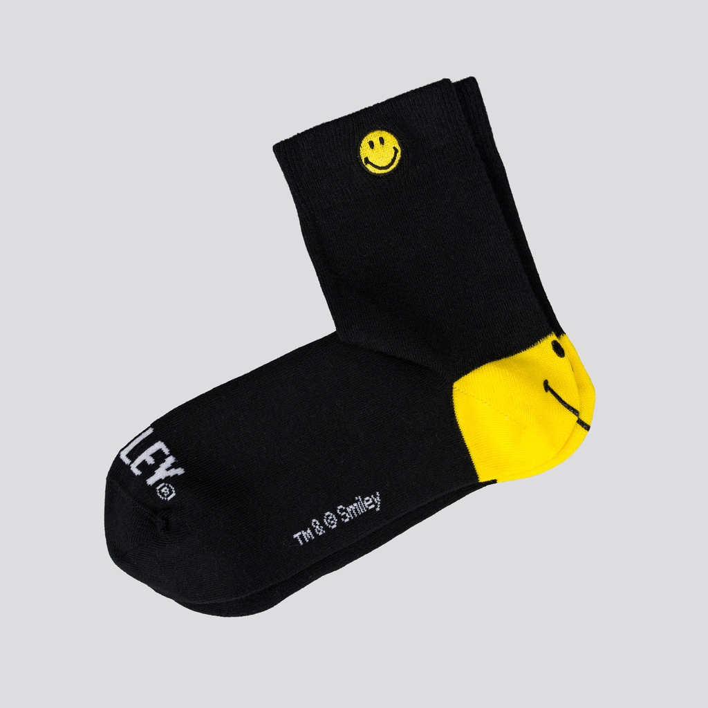 SMILEY® BLACK HEEL CREW SOCKS