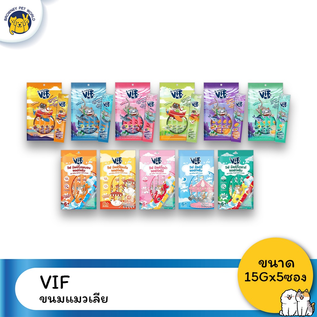 (3ซองราคาพิเศษ) VIF Milky Soft Cream ขนมแมวเลีย สูตรนมแพะ ไม่เติมเกลือ ขนาด 15Gx5 ซอง