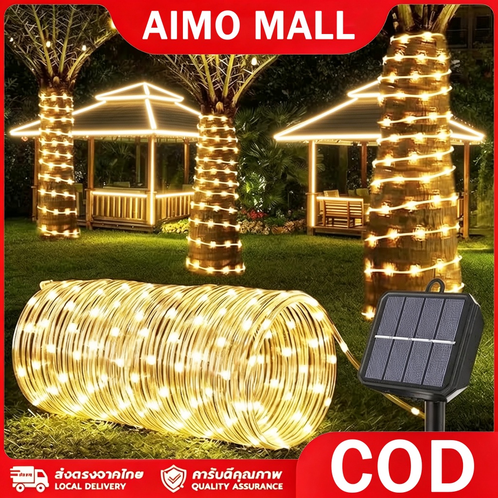 ไฟ LED สายไฟ Led พลังงานแสงอาทิตย์ กันน้ํา 10 ม  20 ม  30 ม สําหรับตกแต่งสวน คริสต์มาส งานแต่งงาน พวงมาลัย