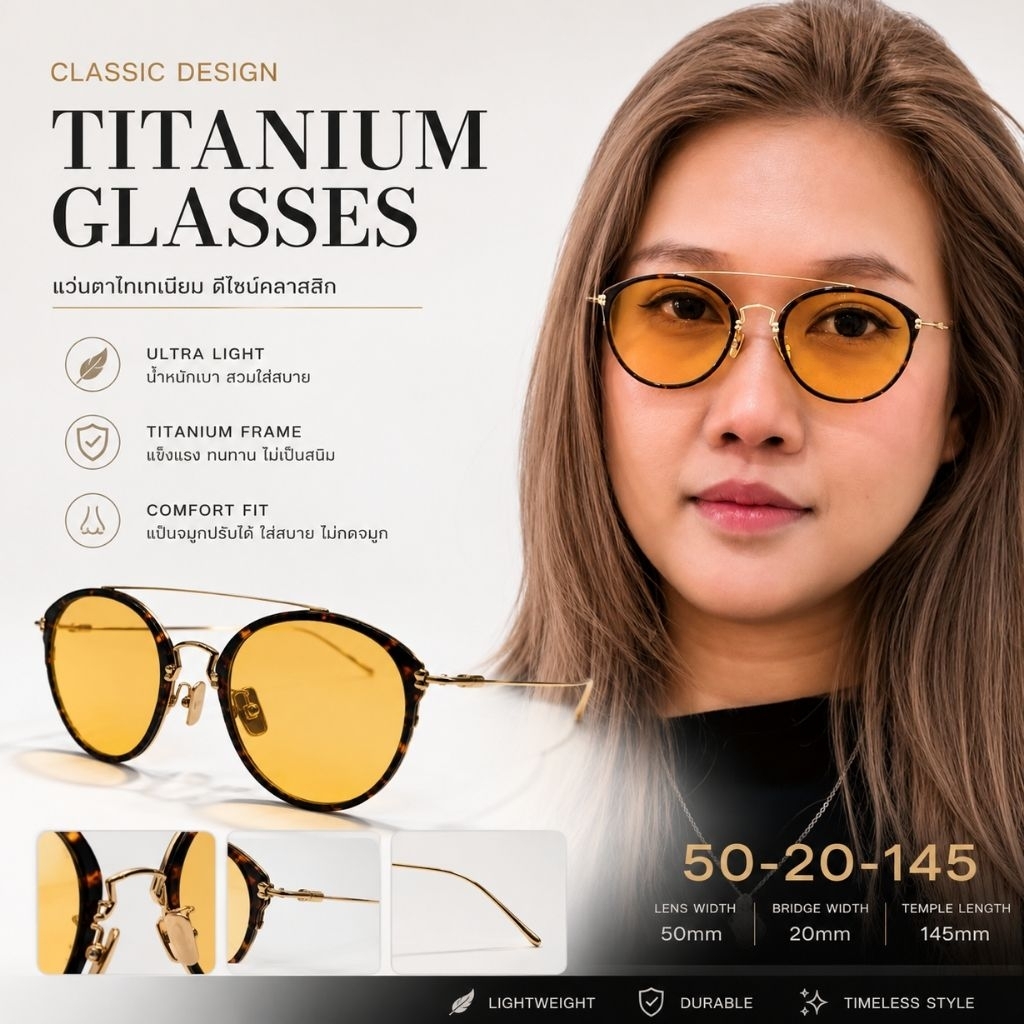 แว่นสายตาเลนส์สีเหลือง YELLOW Lens