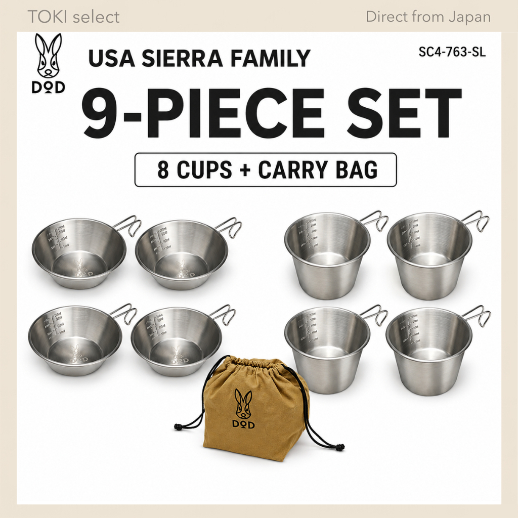 DOD SC4-763-SL Usa Sierra Family Stainless Steel Sierra Cup 9-Piece Set with Carry Bag