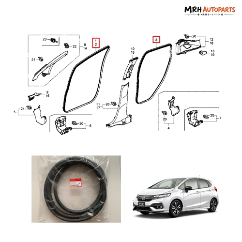 ยางกระดูกงูขอบประตู Honda Jazz GK 2014-2020 แท้ศูนย์ราคาต่อ 1 ข้าง