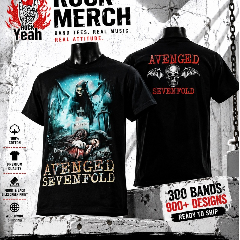 เสื้อวง Avenged Sevenfold ลาย A7X Memorial Forever Graphic Band สีดำ A7x1094