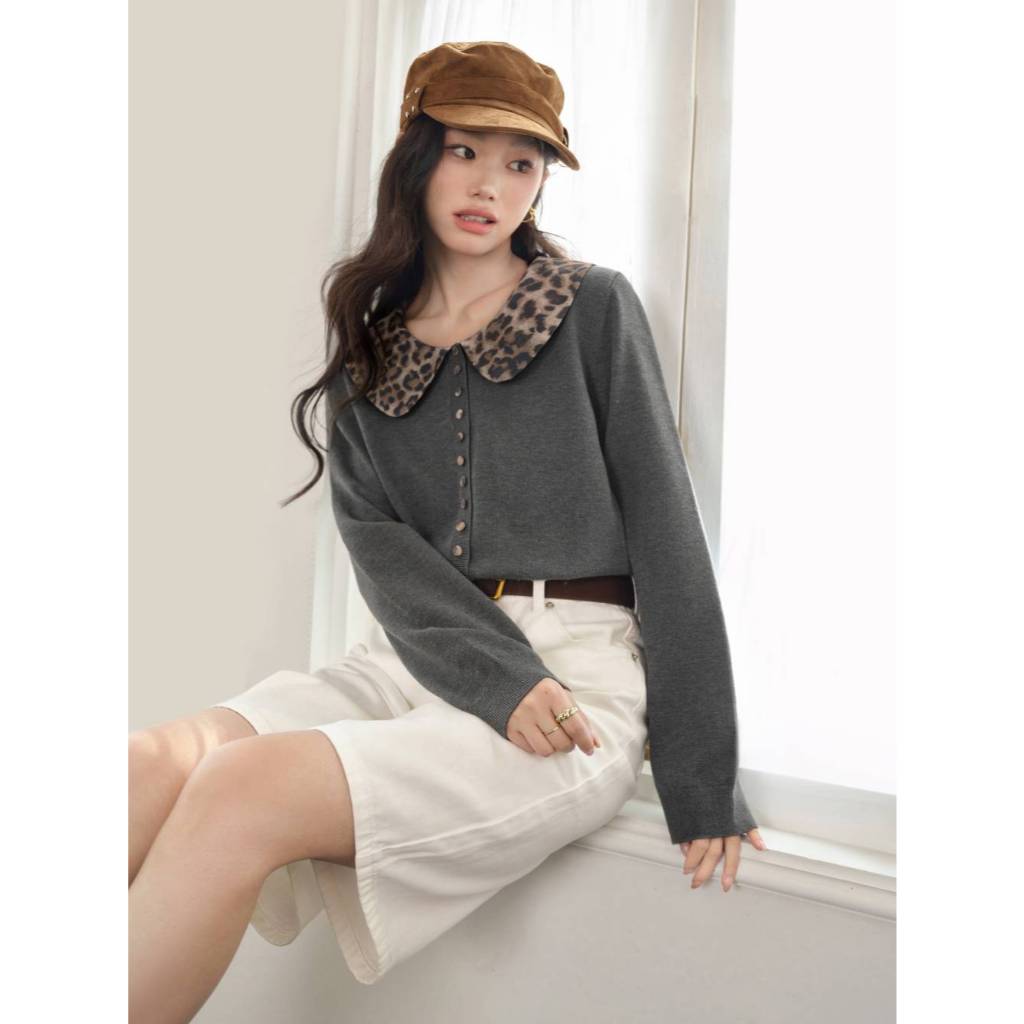 [Preorder] KUOSE : Leopard Collar Sweater