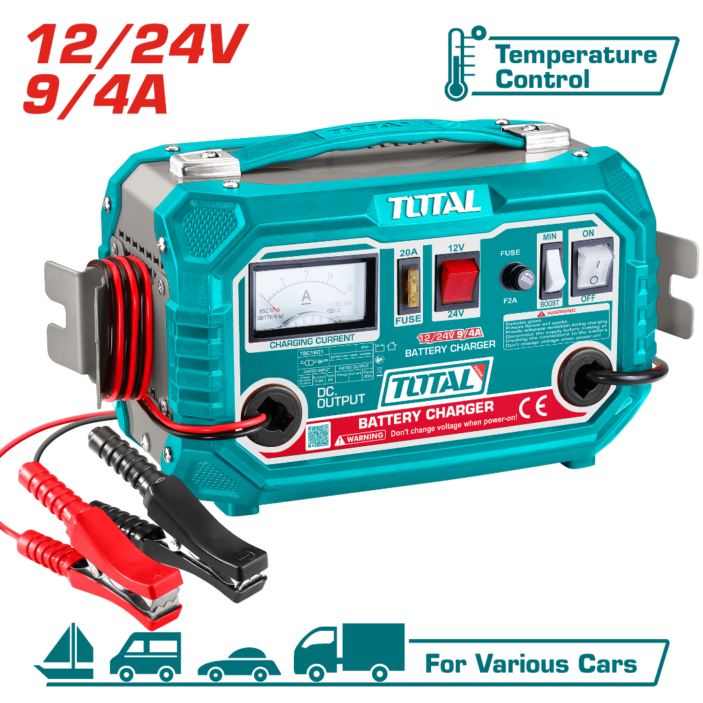 Total เครื่องชาร์จแบตเตอรี่ 12V / 24V  220V รุ่น TBC1601 ( Battery Charger )