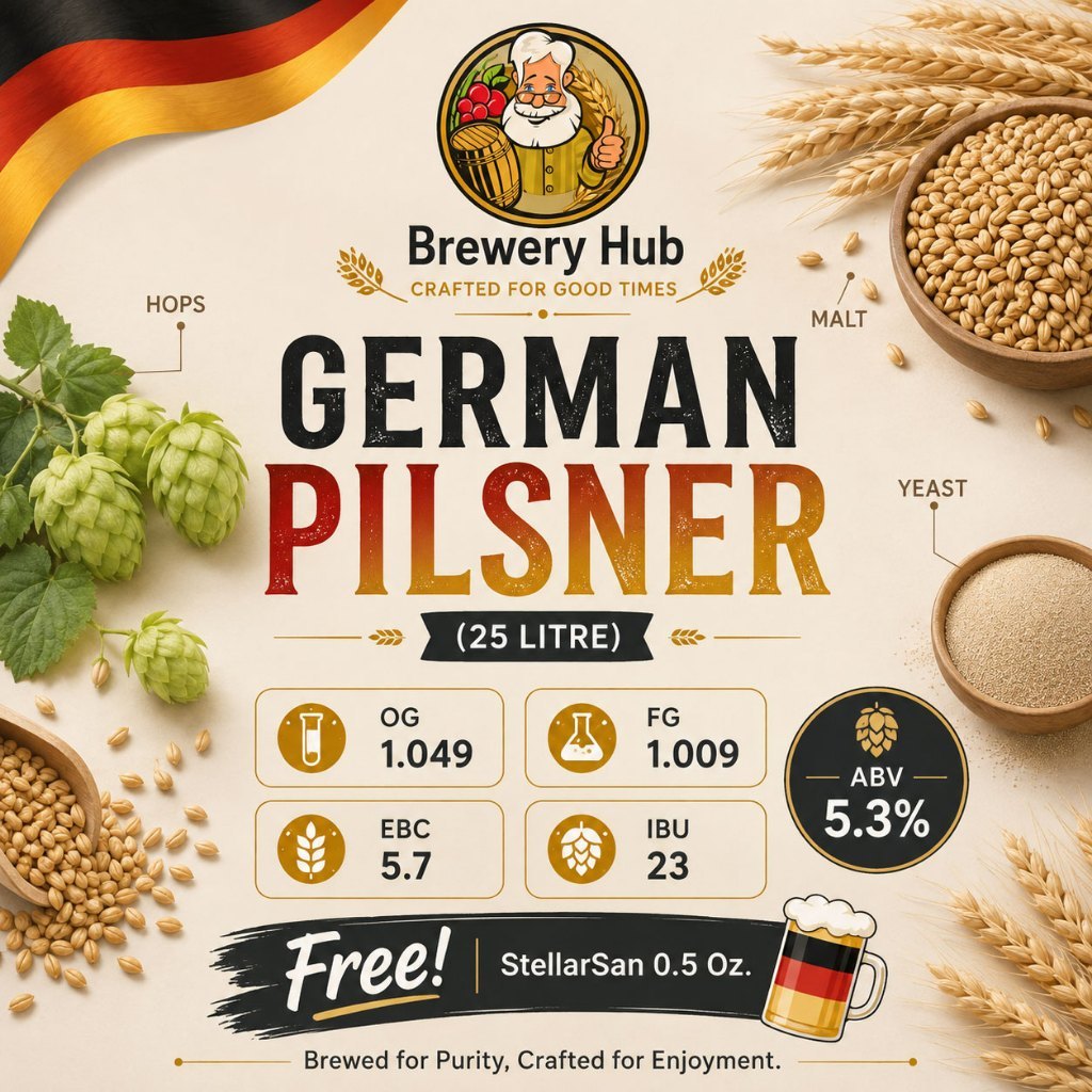 [ German Pilsner ] ชุดวัตถุดิบทำเบียร์​คราฟต์ พร้อม มอลต์ บาเลย์ (Malt) ฮอปส์ (Hops) ยีสต์ (Yeast) Home Brew