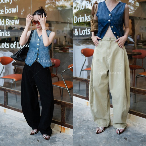4082-1 กางเกงยีนส์ขายาวทรงบาเรล งานป้าย vshopbrand