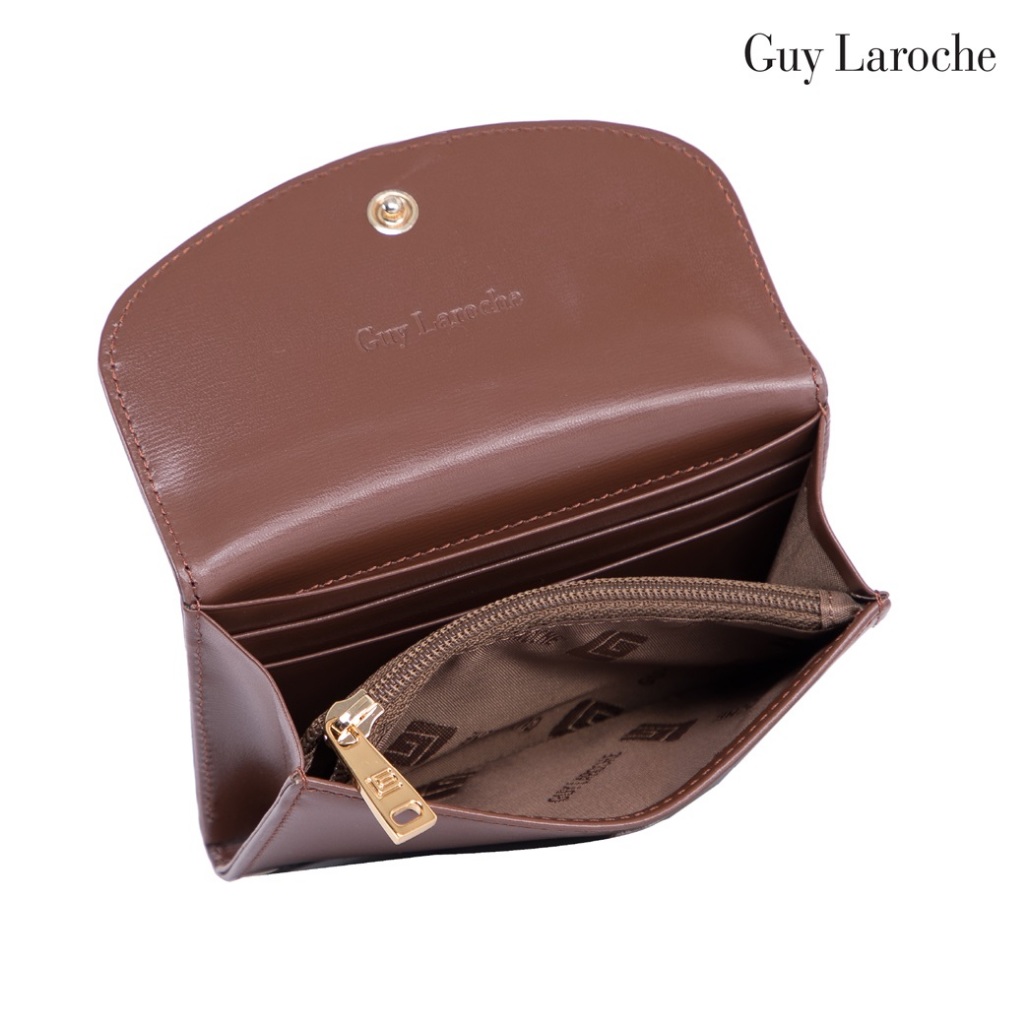 Guy Laroche محفظة نسائية قصيرة قابلة للطي — بني — صورة 2