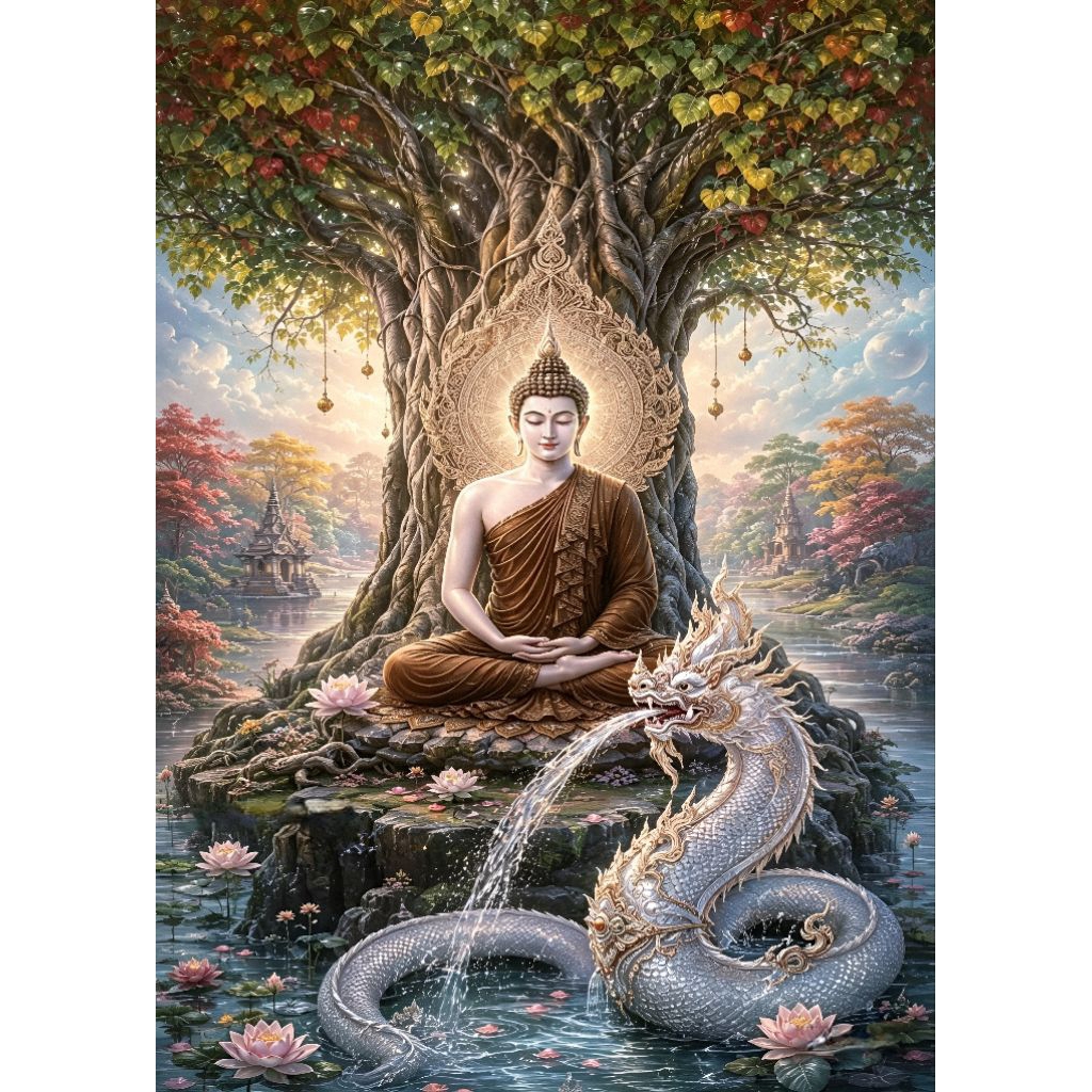โปสเตอร์ พระพุทธเจ้า ขนาด A3 ความความหนา แกรม ภาพมงคล เสริมฮวงจุ้ย ตบแต่งบ้าน (29.7*42 cm)