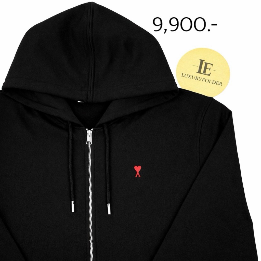 เสื้อฮู้ดซิป Ami de Coeur Zipped Hoodie BFUSW435 730 001 สี Black สแกนQRเช็คได้ ของแท้ 100%