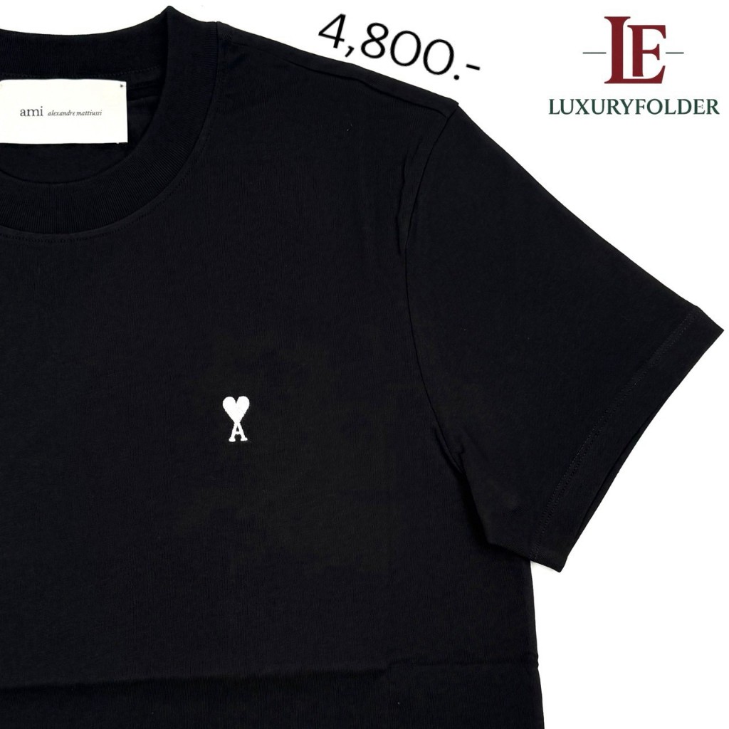 Ami Cotton De Coeur เสื้อยืดผ้าฝ้ายผู้หญิง รุ่น FTS347 สี Black มีQRสแกนเช็คได้ ของแท้ 100%