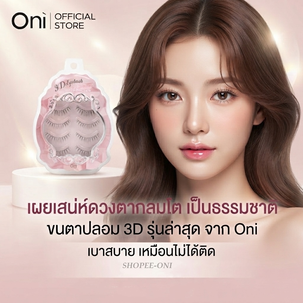 Oni Eyelashes Natural Look False Fake Reusable Eye Lashes 3D Daily Everyday Eye Makeup 4 Pairs ขนตาปลอม ที่ดัดขนตา