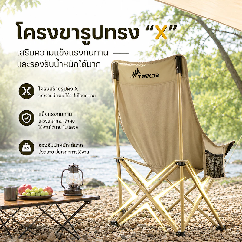🏆ซื้อ1แถม1🏆เก้าอี้แคมป์ปิ้ง เก้าอี้สนามพับได้ อลูมิเนียม แถมถุงเก็บ รับน้ำหนัก 220กก แคมป์ปิ้ง พนักพิงสูง thumbnail 4