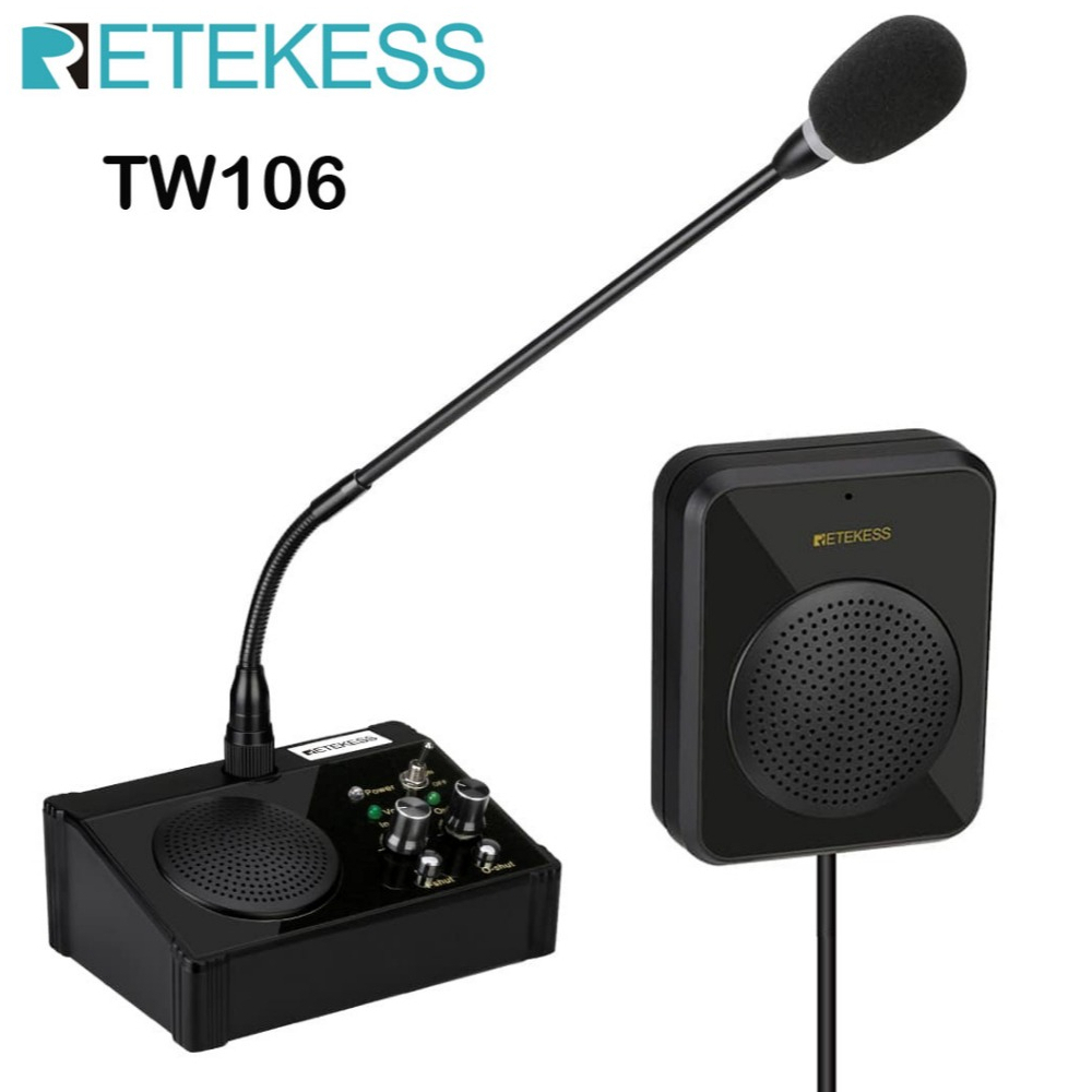 (พร้อมส่ง) RETEKESS Window Intercom TW106 5W อินเตอร์คอมติดกระจกไร้สาย พร้อมไมค์ แบบตั้งโต๊ะ 1 ชุด