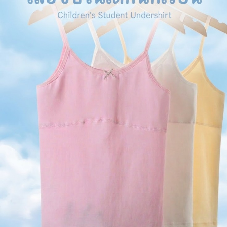 เสื้อซับในเด็ก ถูกระเบียบโรงเรียน ตัวยาว มีซับบังจุกด้านหน้า สำหรับน้องอายุ 7-12 ปี มีขนาดให้เลือก