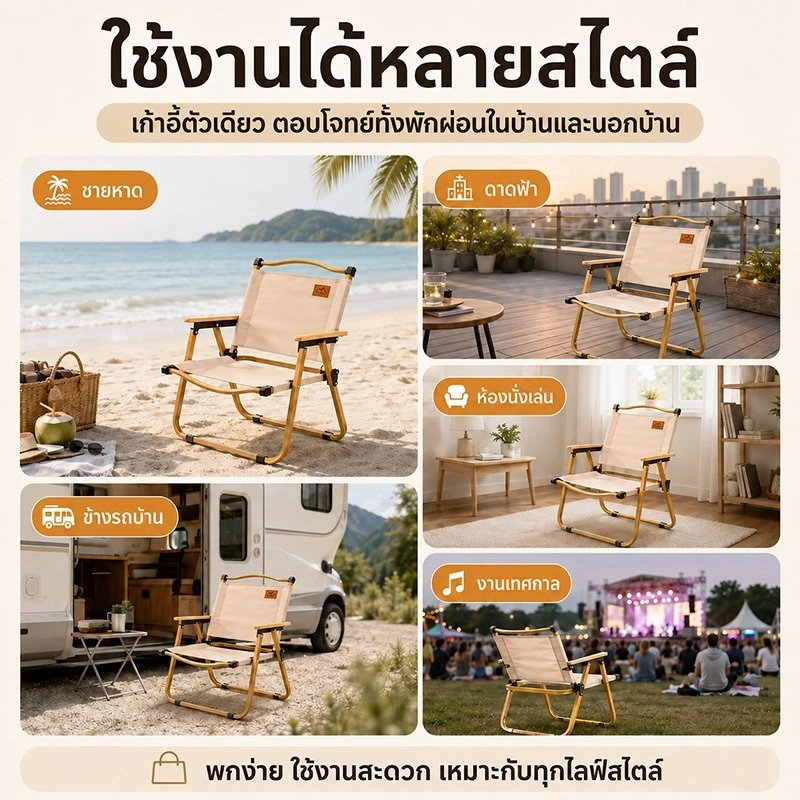 Skywing เก้าอี้แค้มปิ้ง เก้าอี้พับได้ ปิคนิคกลางแจ้ง เก้าอี้สนามพกพา พับเก็บได้ รับน้ำหนักได้300​KG thumbnail 10