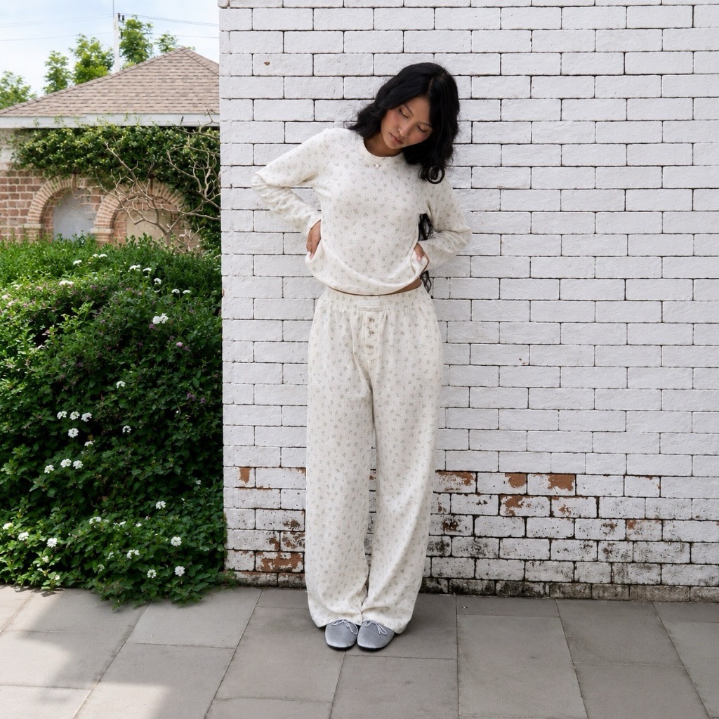 ÉTOILE BNK MILA PANTS กางเกงขายาวลายจุดสุดคิ้วท์ (PREORDER บางไซส์)