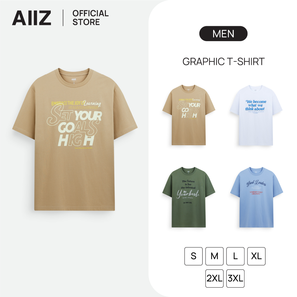 AIIZ เสื้อยืดคอกลมผู้ชาย ลายกราฟิก AIIZ Men's Graphic T-Shirt