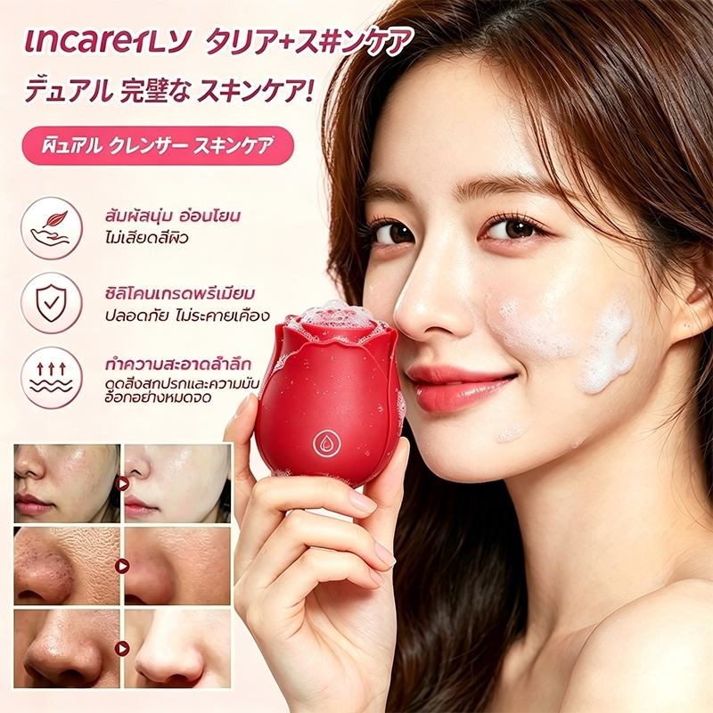 เครื่องล้างหน้าซิลิโคน เครื่องทำความสะอาดรูขุมขนซิลิโคนไฟฟ้า สั่นสะอาด ชาร์จแม่เหล็ก ทำงานเงียบ