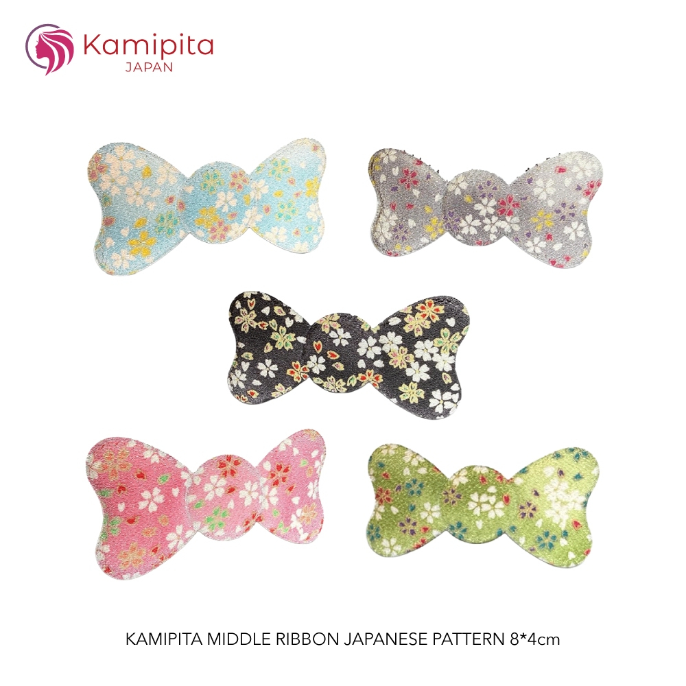 KAMIPITA แผ่นติดผมไม่เป็นรอย  ติดแน่น รุ่น MIDDLE RIBBON JAPANESE PATTER 8*4CM กิ๊บติดผมญี่ปุ่น ไม่เป็นรอย ไม่กินผม