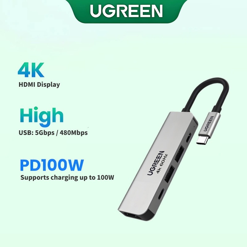 UGREEN Usb C Hub 4K 60Hz HDMI 5 in 1 6 in 1 7 in 1 อะแดปเตอร์มัลติฟังก์ชั่นสําหรับ Hub 100W