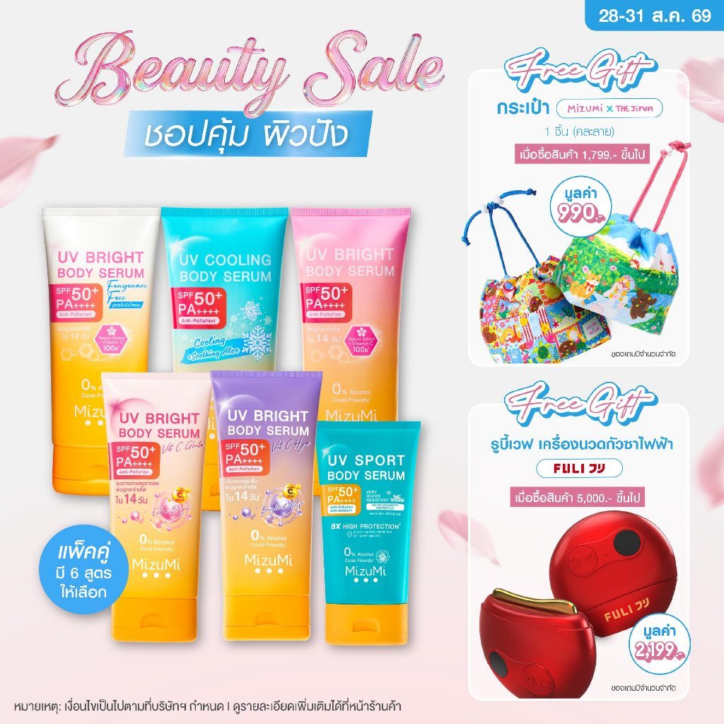 [แพ็คคู่ SET DUO] MizuMi Bright Body Serum เซตเซรั่มกันแดดทาผิวกาย เบาสบาย ซึมไว