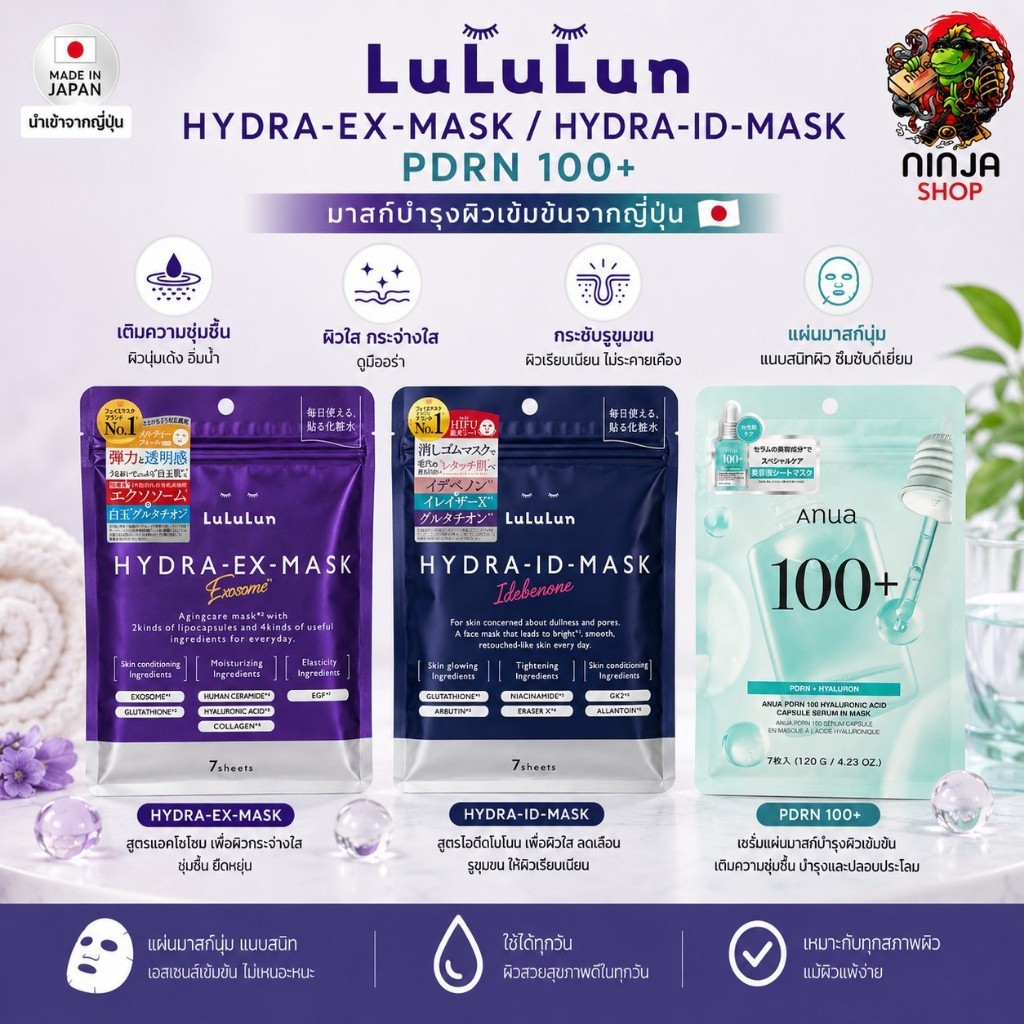 มาสก์หน้า LuLuLun Hydra Mask มาร์คนำเข้าจากญี่ปุ่น