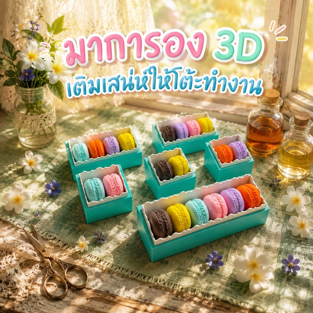 ของเล่นมาการองกดได้ 3D Printed ขนมสีพาสเทล ของเล่นคลายเบื่อ ของเล่นสัมผัส กดเล่นเพลินมือ หลายสี