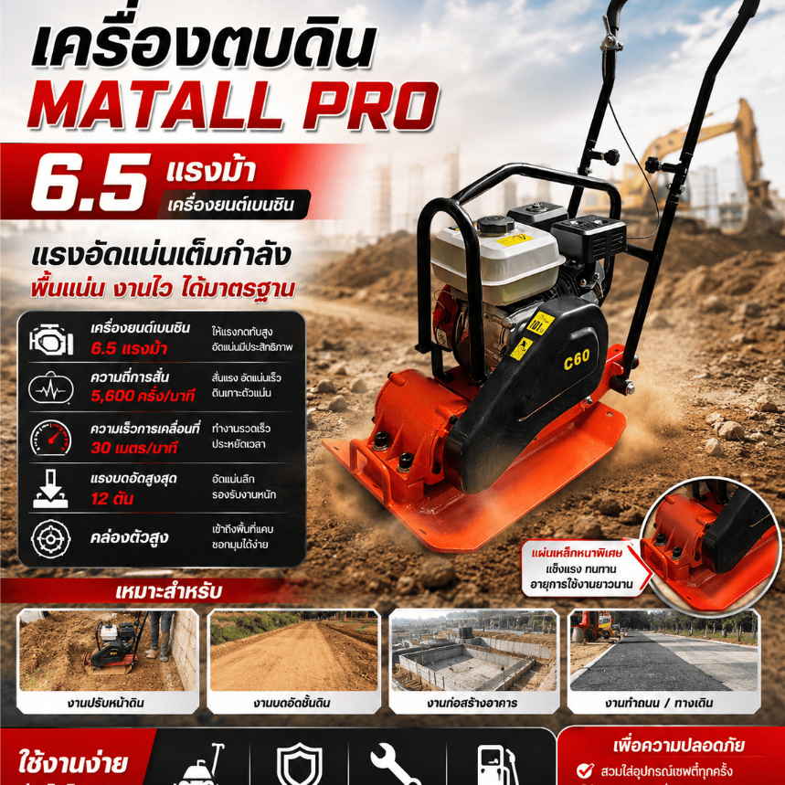 MATALL PRO เครื่องตบดิน  6.5 แรงม้า จัดส่งโดย HomePro