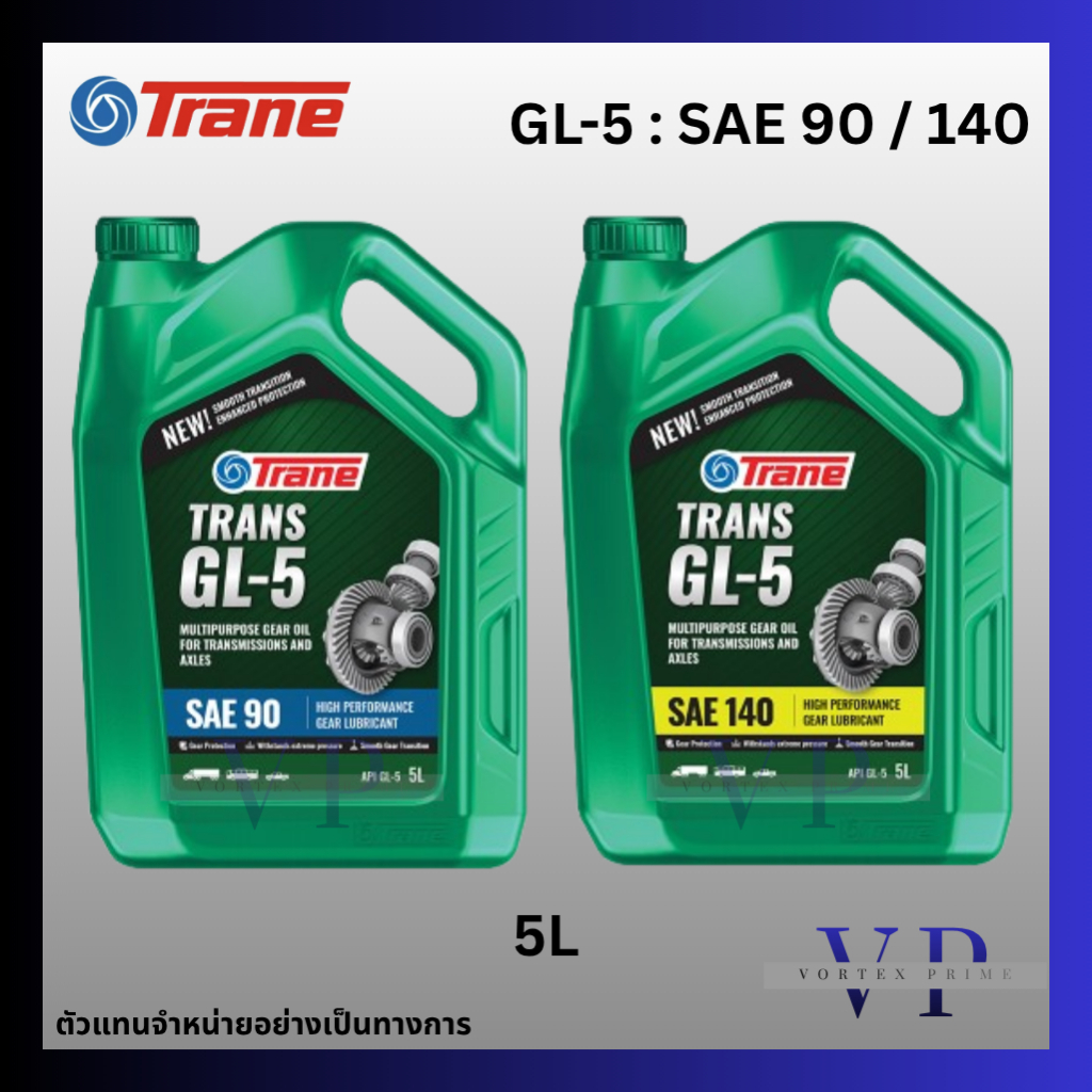 น้ำมันเกียร์ธรรมดาและเฟืองท้าย Trane (เทรน) Trans GL-5 เบอร์ 90 และ 140 ขนาด 5 ลิตร