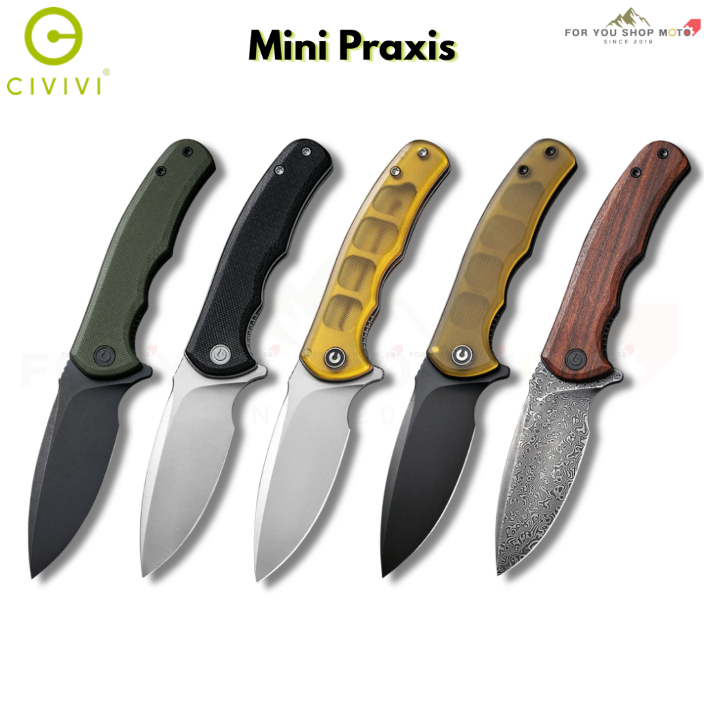 มีดพับ CIVIVI Mini Praxis ใบมีด D2 / Damascus 2.98 นิ้ว ด้าม G10 / Ultem / Wood ระบบ Liner Lock Flipper Knife EDC