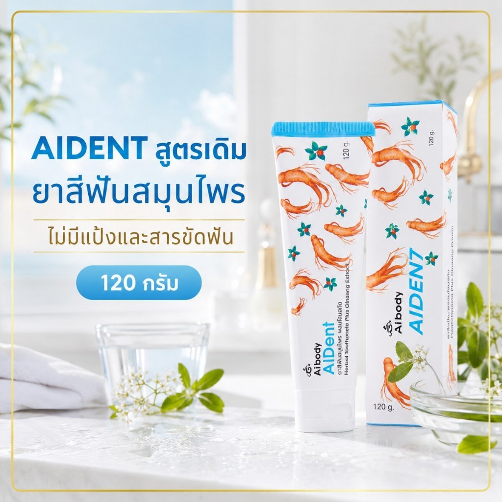 AIDENT ไอเดนท์ ยาสีฟันสมุนไพรสูตรเดิม ไม่มีแป้งและสารขัดฟัน 120 กรัม